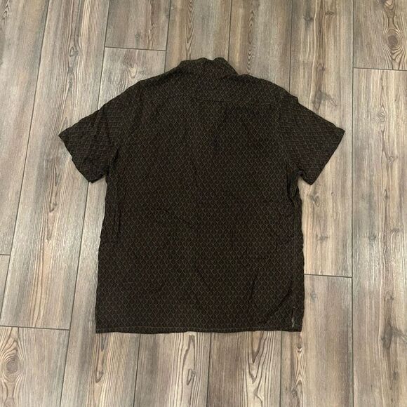 Express Casual Shirt Men's Large(16-16 1/2) Brown 100% Rayon Button Short Sleeve - Picture 3 of 8